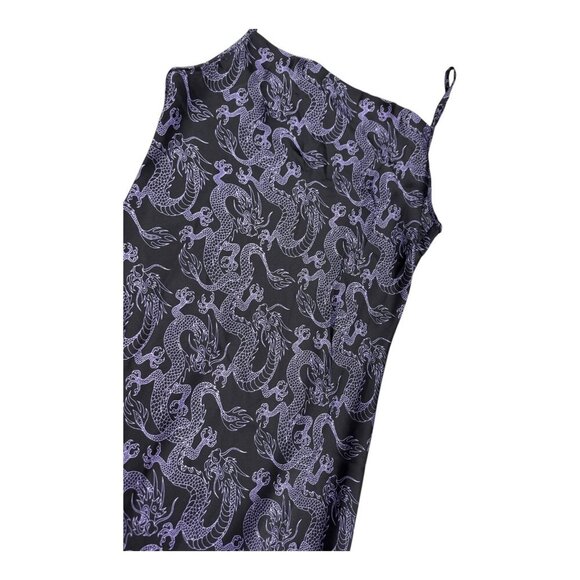 ARDENE Dragon Print Shiny Faux Silk Satin Long Slip Dress Womens Medium - Picture 3 of 4